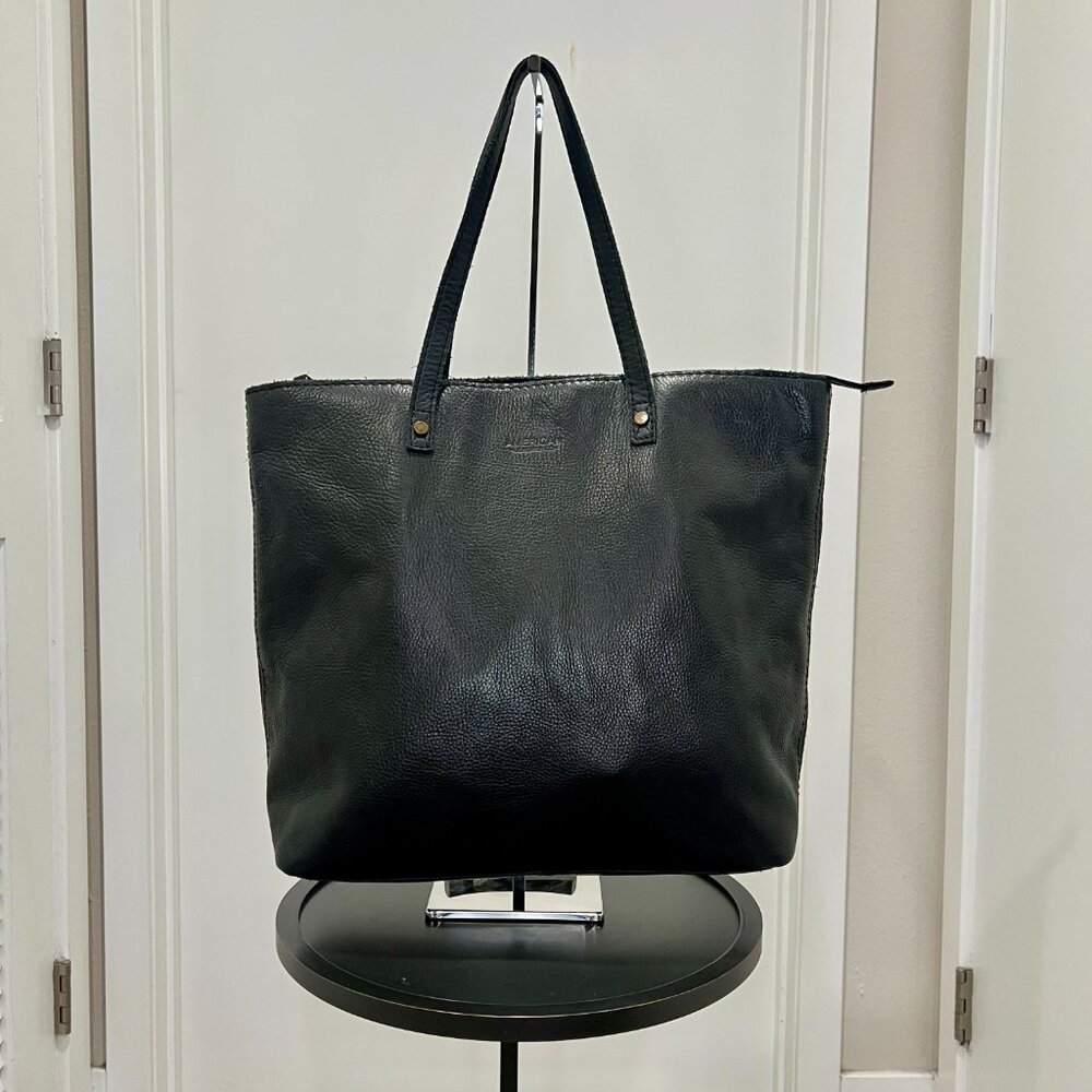 American Leather Co. - Sofl Leather Full Zip Shopper Tote Bag One Size - Black - Picture 2 of 7
